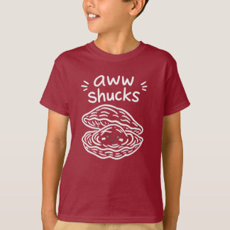 Camiseta Aww Shucks Ostra Fofa Arte de Linha Branca Desenha