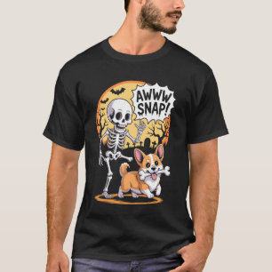 Camiseta Awww Snap Esqueleto Engraçado do Corgi Cachorro As