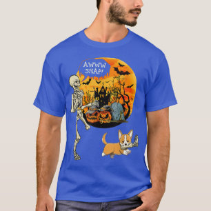 Camiseta Awww Snap Halloween Corgi Dog Traga Perna Quebrada