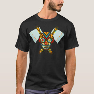 Camiseta Ax duplo do crânio tribal