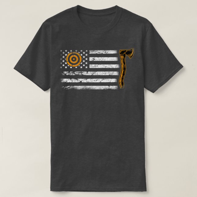 Camiseta Ax Thrower Gifs American Flag Hatchet Engraçado Ax (Frente do Design)