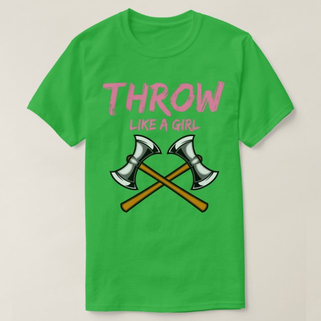 Camiseta Ax Thrower Girl Woodworking Ax Thorning (Frente do Design)