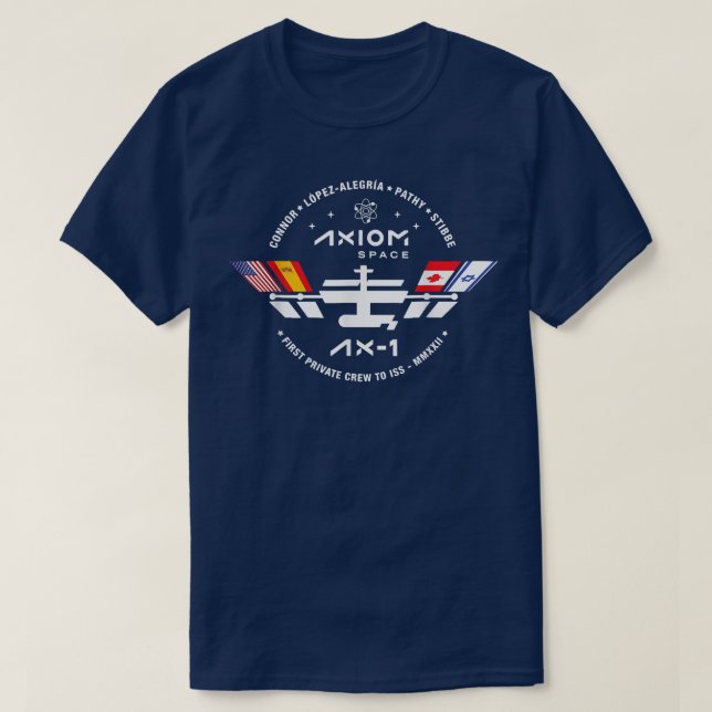 Camiseta AXIOM A1 Mission Patch Dragon Falcon ISS Space Lau (Frente do Design)