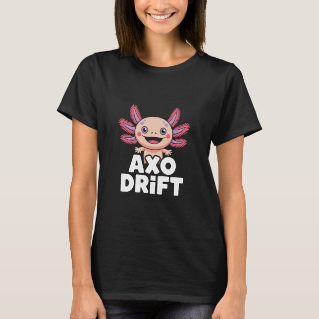 Camiseta AXO Drift Cute Kawaii Axolotl Cartoon Character (Frente)