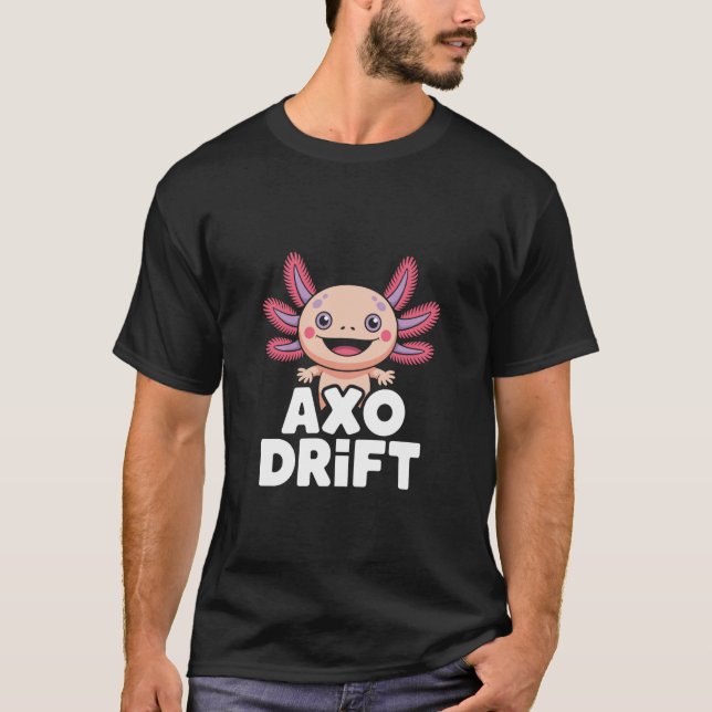 Camiseta AXO Drift Cute Kawaii Axolotl Cartoon Character (Frente)