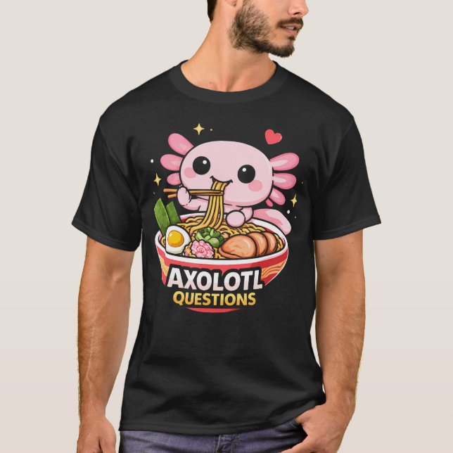 Camiseta Axolote Adorável Comendo Macarrão (Frente)