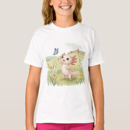 Camiseta Axolote Bebê Capturando uma Borboleta