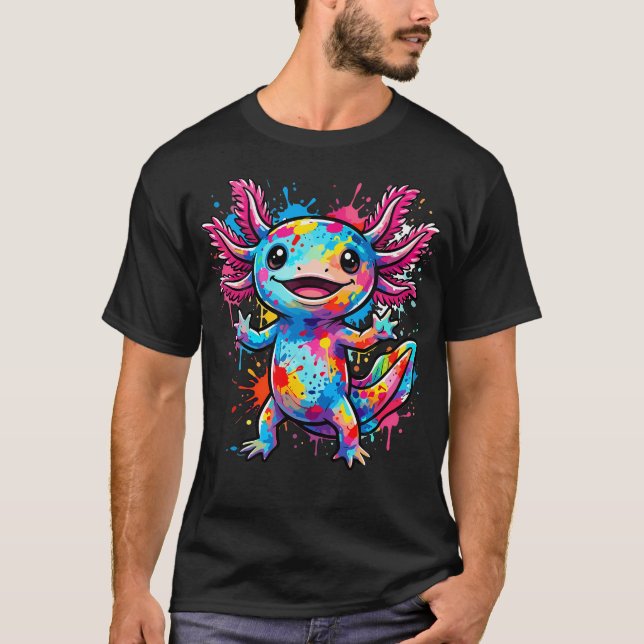 Camiseta Axolote Colorido Fofo (Frente)