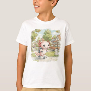 Camiseta Axolote com Mochila – Aquarela para Crianças