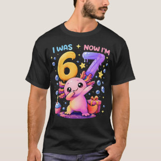 Camiseta Axolote Dabbing 7º Aniversário Eu Era 6 Agora Eu S