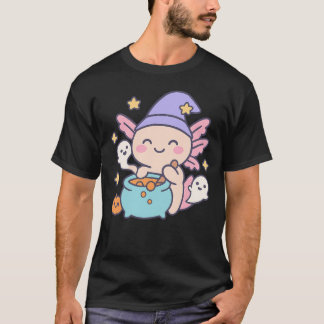 Camiseta Axolote de Halloween Abóbora Fofo Kawaii Fantasma