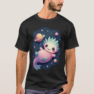 Camiseta Axolote Espacial Galáctico Amante de Gatos Kawaii
