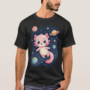Camiseta Axolote Espacial Galáxia Kawaii Adesivo