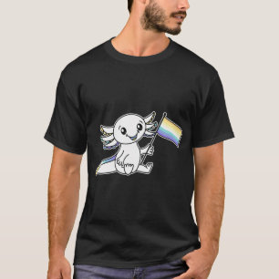 Camiseta Axolote Fofo com a Bandeira do Orgulho Genderfaun