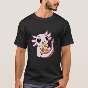 Camiseta Axolote Fofo Comendo Fatia de Pizza de Queijo com