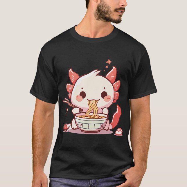 Camiseta Axolote fofo comendo ramen (Frente)