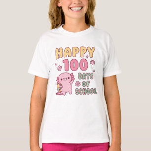 Camiseta Axolote Fofo Feliz 100 Dias De Escola