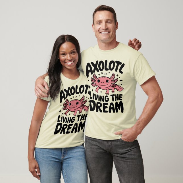 Camiseta Axolote Fofo Vivendo o Sonho de Design (Unissex)