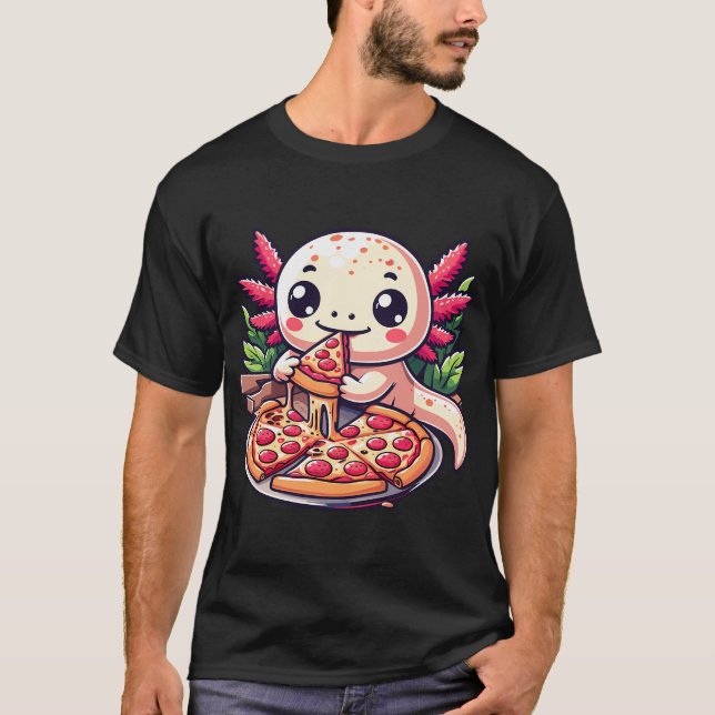 Camiseta Axolote Kawaii Adora Comer Pizza (Frente)