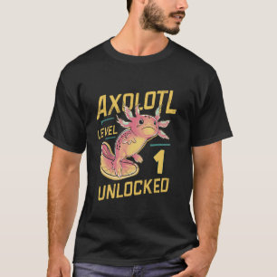 Camiseta Axolote Kawaii Nível 1 Desbloqueado Aniversário Di