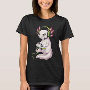 Camiseta Axolote Leucístico Videojogos Gamer Kawaii Rapazes