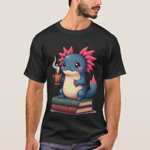 Camiseta Axolote Mal-Humorado Amante de Café Kawaii Arte Gi