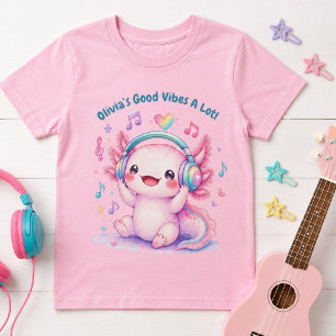 Camiseta Axolote Musical Rosa Fofa Monogramada