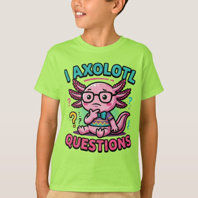 Camiseta Axolote Nerd Cute Eu Axolote Perguntas Marcas Meme (Frente)