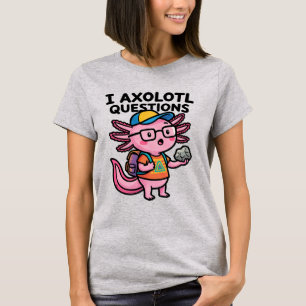 Camiseta Axolote Nerd Sarcástico Eu Faço Perguntas de Axolo