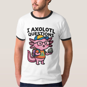 Camiseta Axolote Nerd Sarcástico Eu Faço Perguntas de Axolo