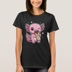 Camiseta Axolote Rosa Fofo Comendo Burrito Stars Humor Comi