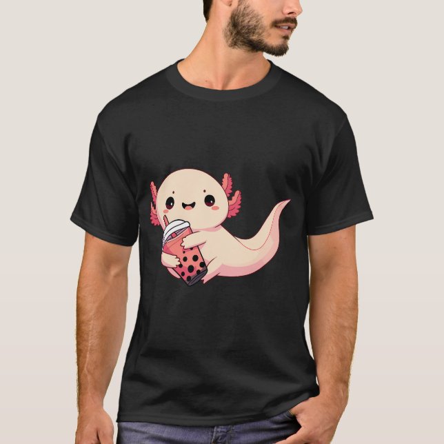 Camiseta Axolote Segurando Chá Boba (Frente)