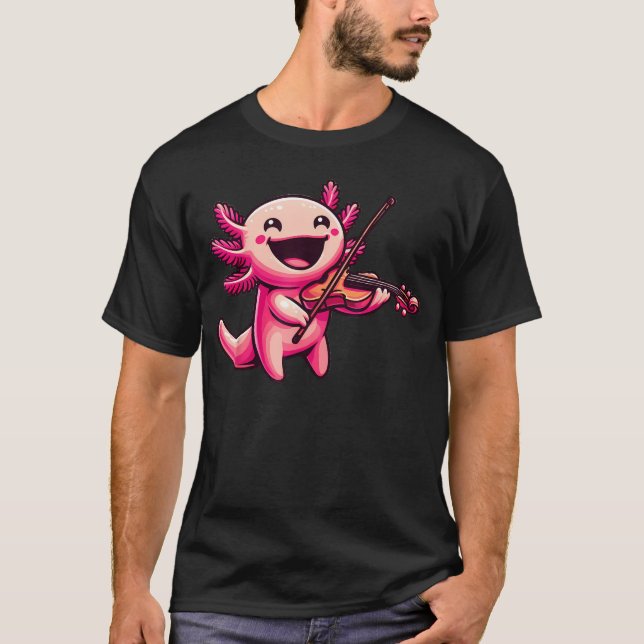 Camiseta Axolote Tocando Violino Axolotes Músico (Frente)