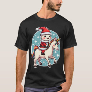Camiseta Axolote Unicórnio Kawaii Natal Papai Noel Feliz Na