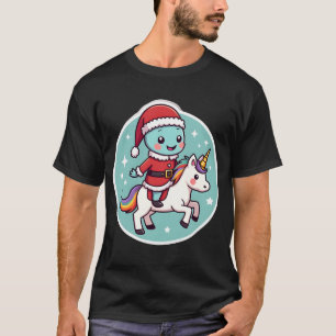 Camiseta Axolote Unicórnio Kawaii Natal Papai Noel Feliz Na