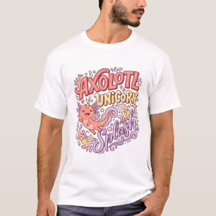 Camiseta Axolote Unicórnio Splash Caprichoso Branco Bac