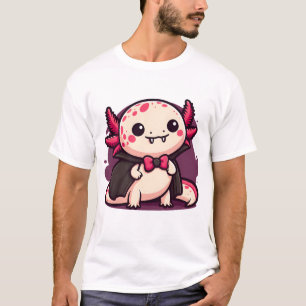 Camiseta Axolote Vampiro Fofo Sinistro Anfíbio Gótico
