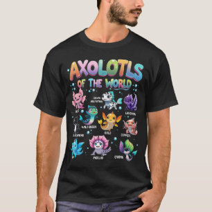Camiseta Axolotes Do Mundo Fofo Kawaii