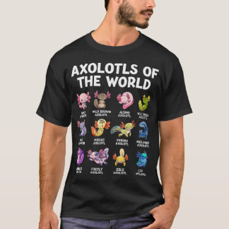 Camiseta Axolotes Do Mundo Kawaii Tipos De Axolote