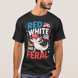 Camiseta Axolotl 4 De Julho EUA Vermelho Branco E