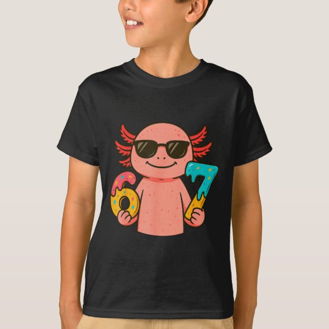 Camiseta Axolotl 67 Meme Six Seven Funny Ice Cream Drip  (Frente)