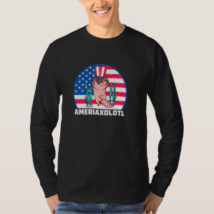 Camiseta Axolotl Ameriaxolotl Usa Flag Julho O 4º Pago