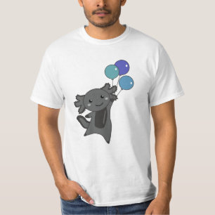 Camiseta Axolotl Animal Doce Voa Com Balões Para Cima