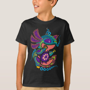 Camiseta Axolotl Art Aztec Mexicano Salamander Cinco México