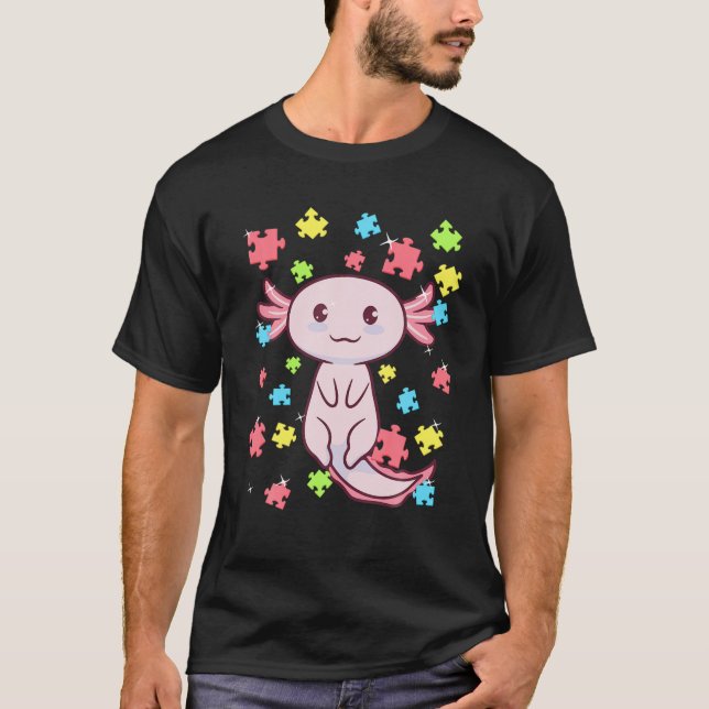 Camiseta Axolotl Autismo Awarz Puzz;E Água (Frente)