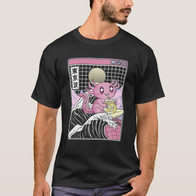 Camiseta Axolotl Bebendo Banana Milk Kanagawa Anime V (Frente)