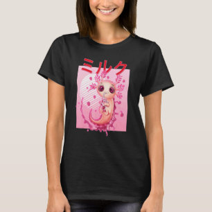 Camiseta Axolotl Bebendo Morango Leite Rosa Plush Salama
