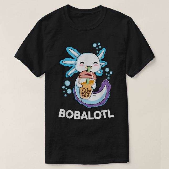 Camiseta Axolotl Boba Bubble Tea Kawaii Animes Japoneses (Frente do Design)