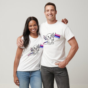 Camiseta Axolotl bonito com sinalizador de orgulho onissexu