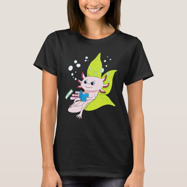 Camiseta Axolotl Bookworm Girls Book Leitura Axolotl (Frente)
